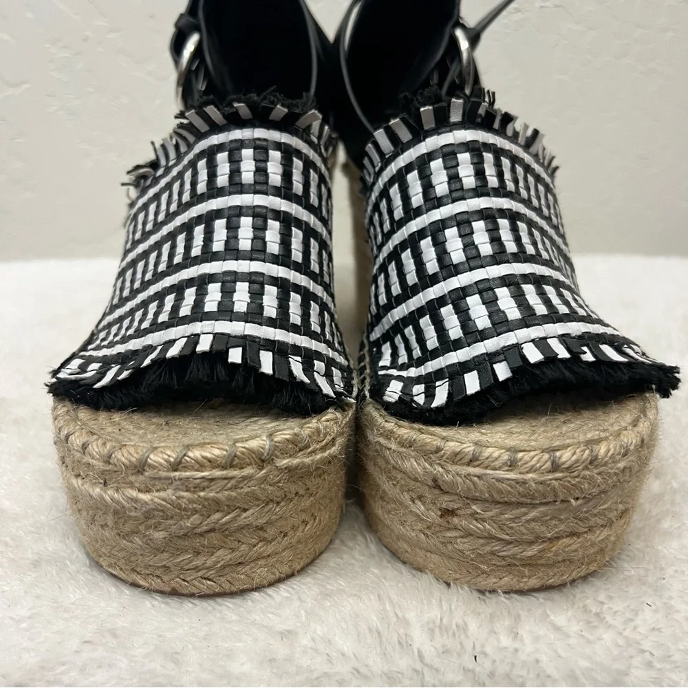 Marc Fisher LTD Andrew espadrille platform wedge sandals black and white